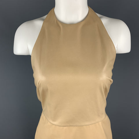 3.1 PHILLIP LIM Size 4 Camel Beige Leather Halter Dress