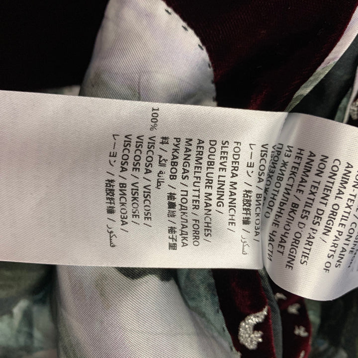 ALEXANDER MCQUEEN FW 16 Size 42 Burgundy Silver Print Viscose Sport Coat