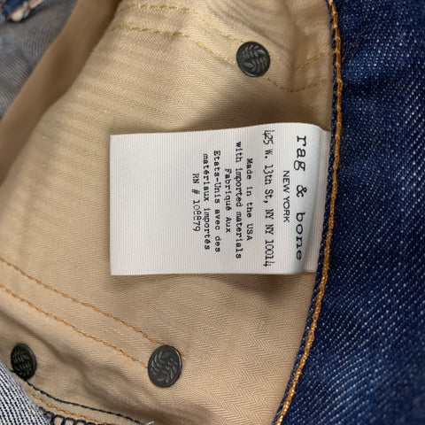 RAG & BONE Size 30 Indigo Contrast Stitch Selvedge Denim Button Fly Jeans