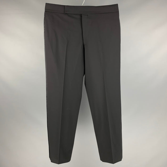 ARMANI COLLEZIONI Size 34 Black Solid Wool Blend Tuxedo Dress Pants