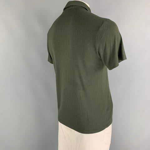 THEORY Size M Olive green Modal Blend Short Sleeve Polo