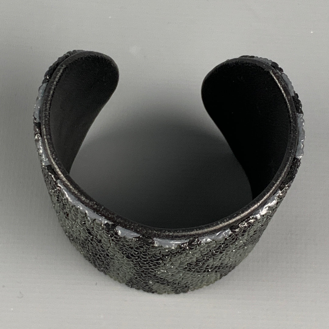 LEMA J.DESIGN Black & Grey Textured Stingray Cuff Bracelet