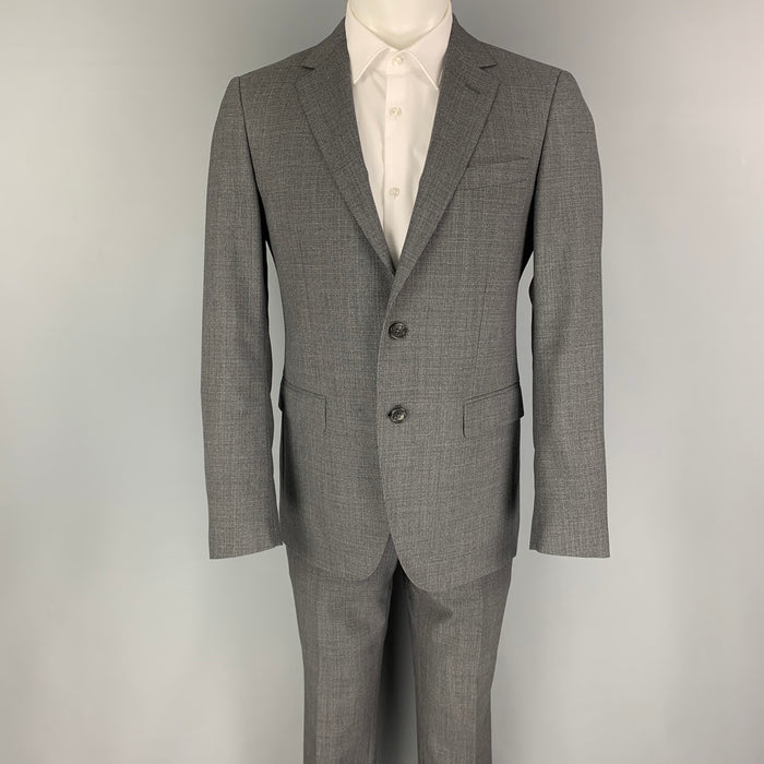LANVIN Size 38 Grey Grid Wool Notch Lapel Suit