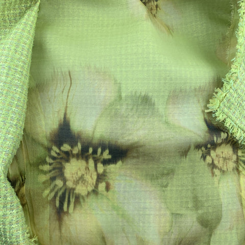 GIAMBATTISTA VALLI Chaqueta corta con frente abierto en mezcla de papel tejido verde talla 8