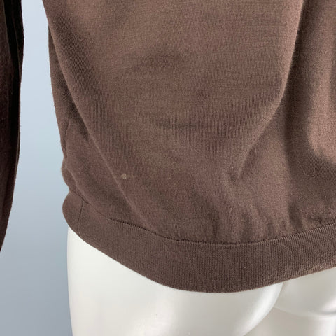 BRUNELLO CUCINELLI Size S Brown Grey Wool Cashmere V-Neck Pullover