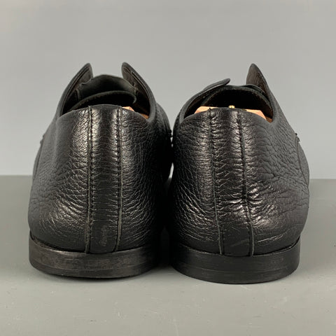 LANVIN Size 11 Black Solid Leather Slip On Loafers