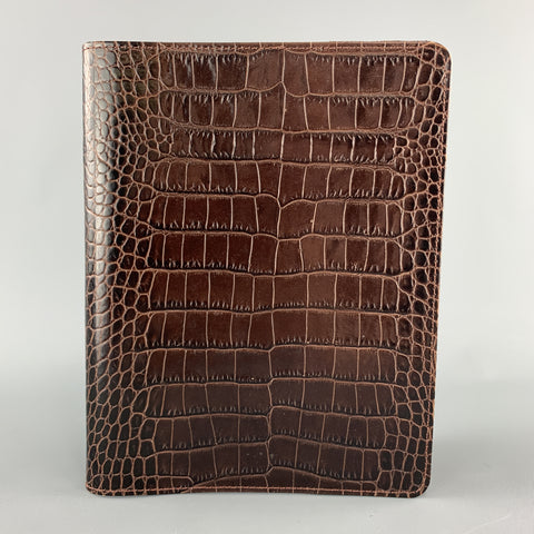 GUMP'S Embossed Brown Leather Book Case / Writing Folder