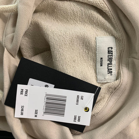 CATERPILLAR Size M Khaki Graphic Cotton Hoodie Sweatshirt
