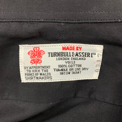 TURNBULL & ASSER Size XL Black Cotton Button Down Short Sleeve Shirt