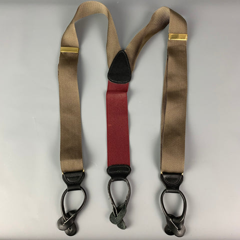 TRAFALGAR Olive Print Silk Ribbon Suspenders
