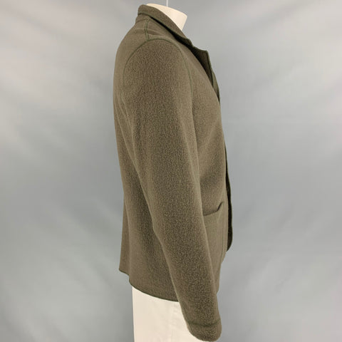 BUCK MASON Size L Olive Merino Wool Solid Jacket