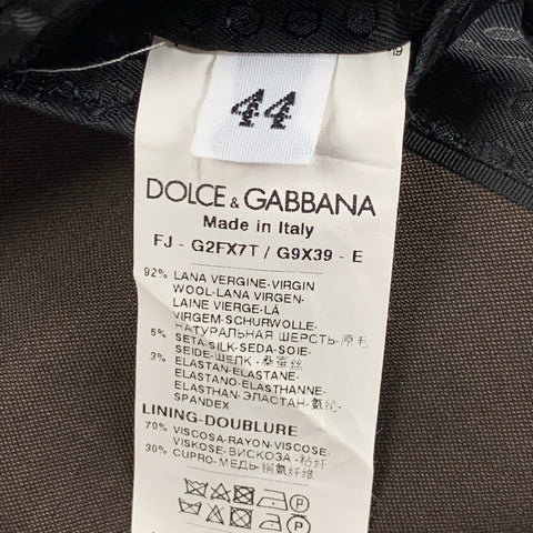 DOLCE & GABBANA Size 34 Brown Black Wool Blend Double Breasted Coat