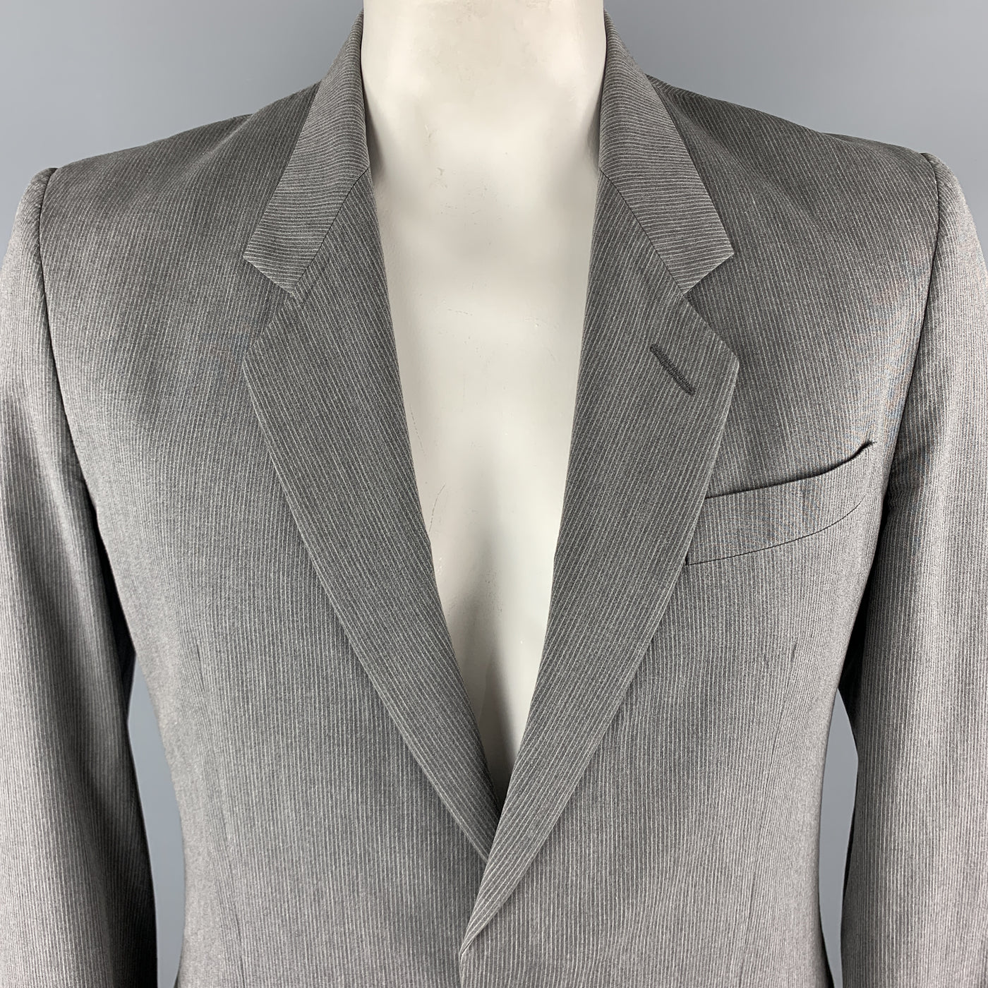 MARTIN MARGIELA 40 Regular Gray Stripe Cotton Notch Lapel  Sport Coat
