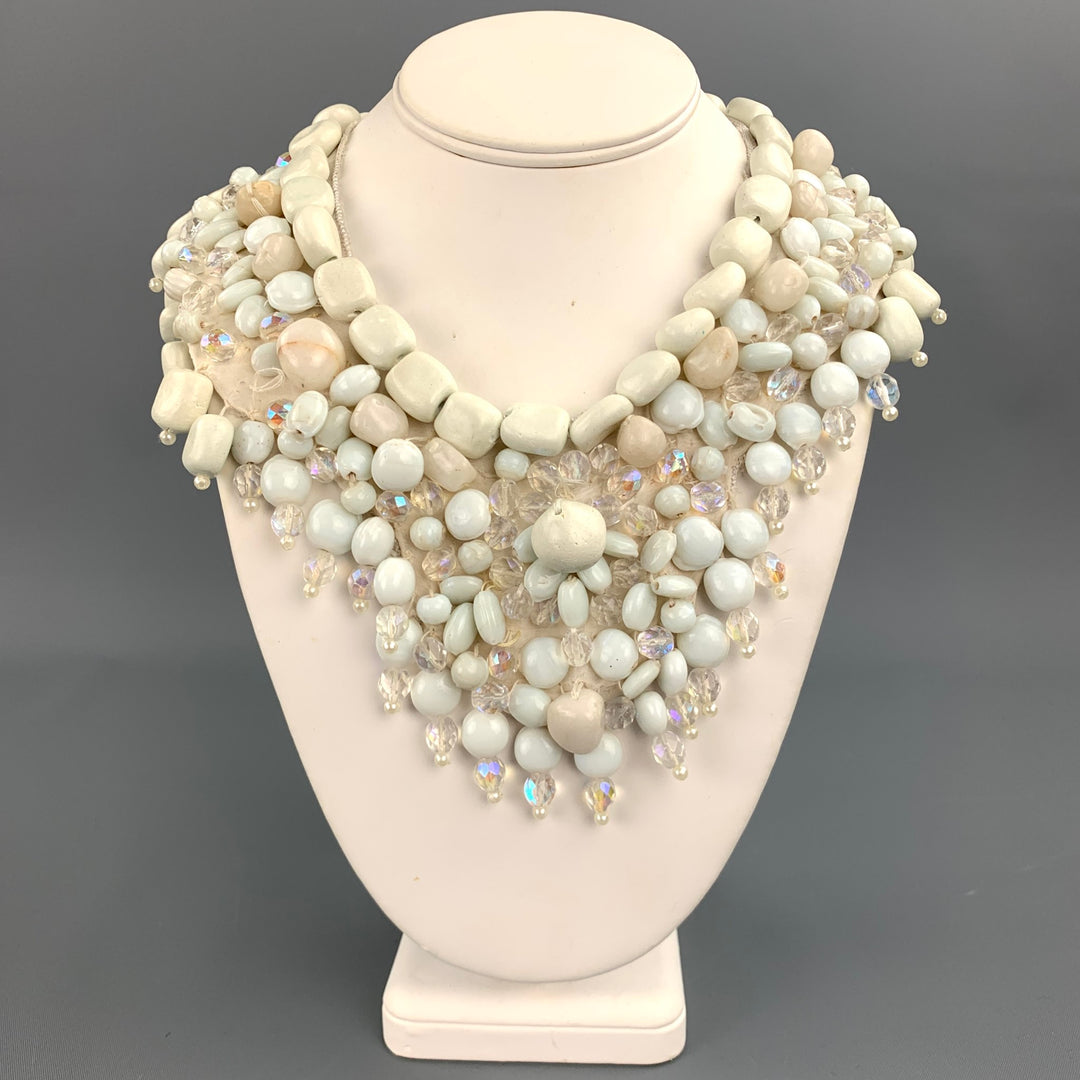 ROBERTA FREYMANN Off White Embellished Stone Handmade Necklace