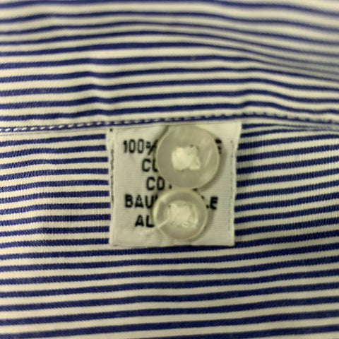 BOGLIOLI Size 42 Blue & White Stripe Cotton Button Down Long Sleeve Shirt