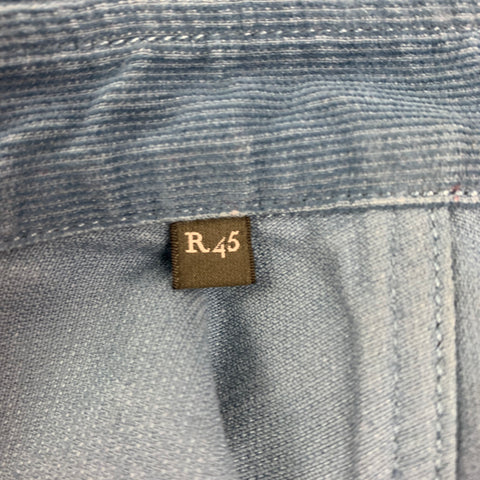 BERLUTI Size XL Blue Corduroy Cotton Western Long Sleeve Shirt