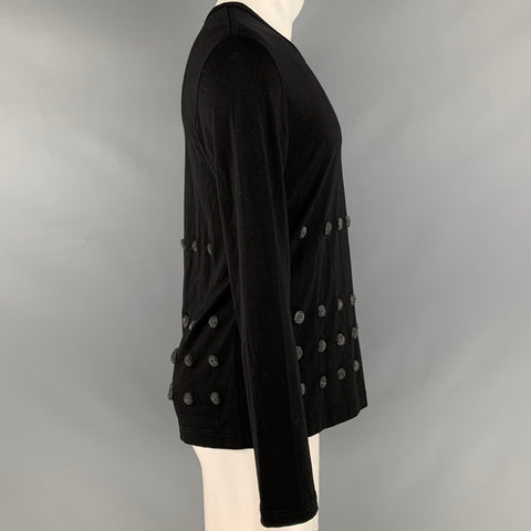 COMME des GARCONS HOMME PLUS Taille S Black Grey Applique Jersey Pullover