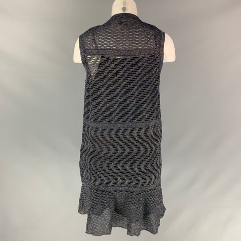 M MISSONI Size 6 Silver & Black Knitted Polyamide Bend Sleeveless Dress