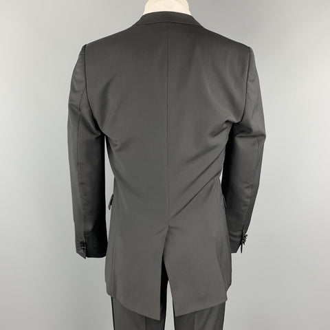 J. LINDEBERG Size 36 Black Wool Satin Peak Lapel Tuxedo Suit
