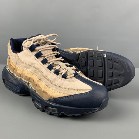 NIKE Talla 10.5 Beige Azul marino Materiales mixtos Zapatillas bajas Air Max 95