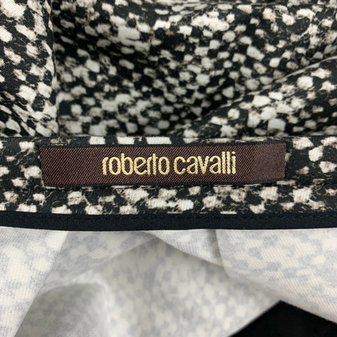 ROBERTO CAVALLI Size 2 Brown Cream Cotton Abstract Circle Skirt
