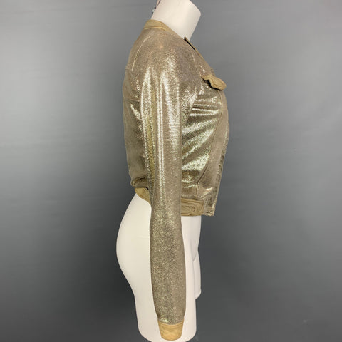 GIORGIO BRATO Taille 4 Veste zippée en cuir métallisé taupe