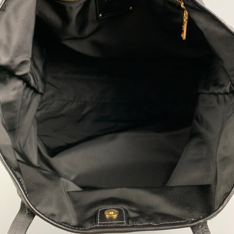PRADA Black Nylon Leather Trim Tote Handbag
