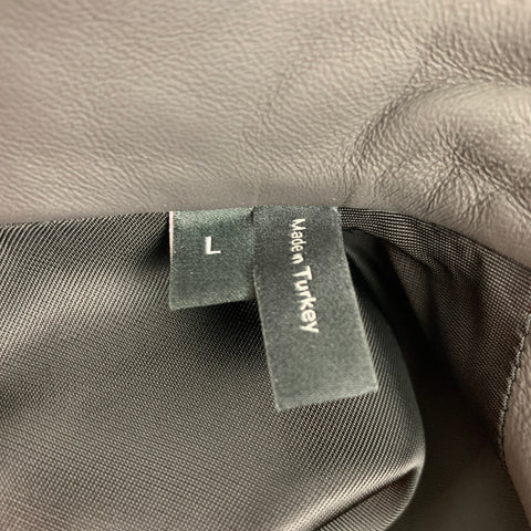 THEORY Size L Slate Leather Zip Up Morvek Jacket