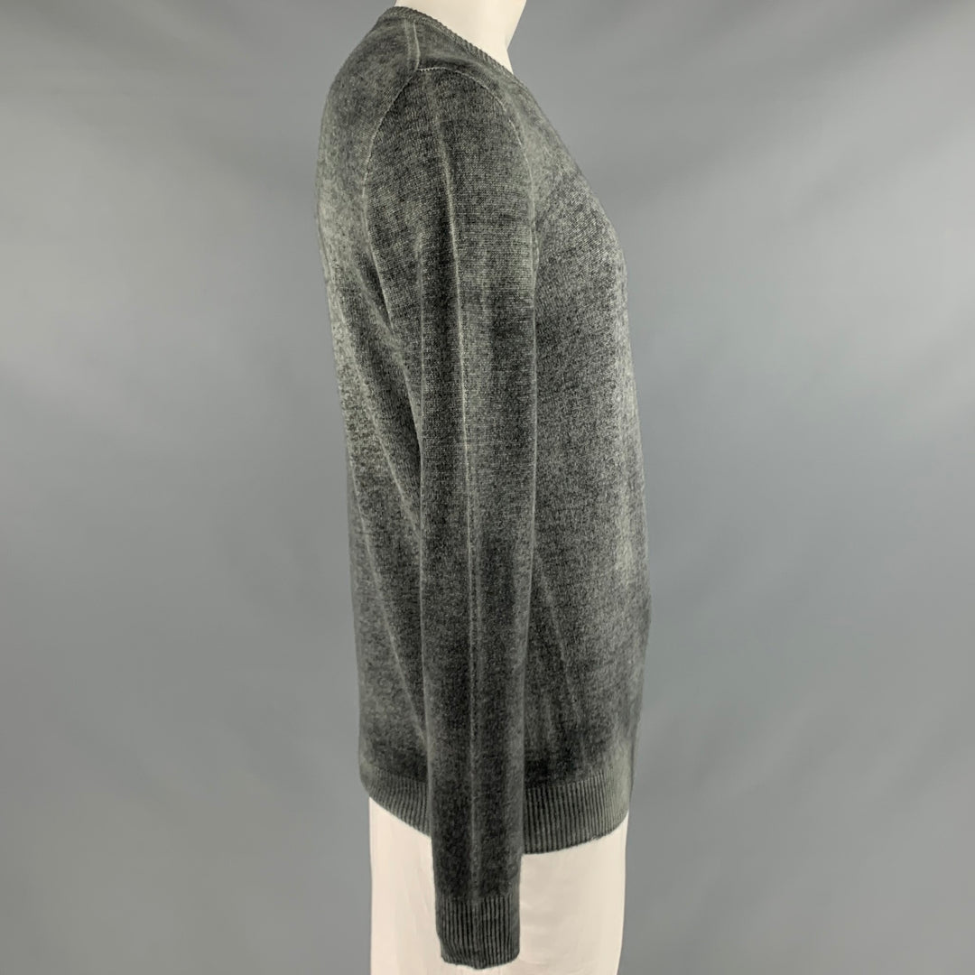 120% LINO Size XL Grey Dyed Cashmere Wool Crew-Neck Pullover