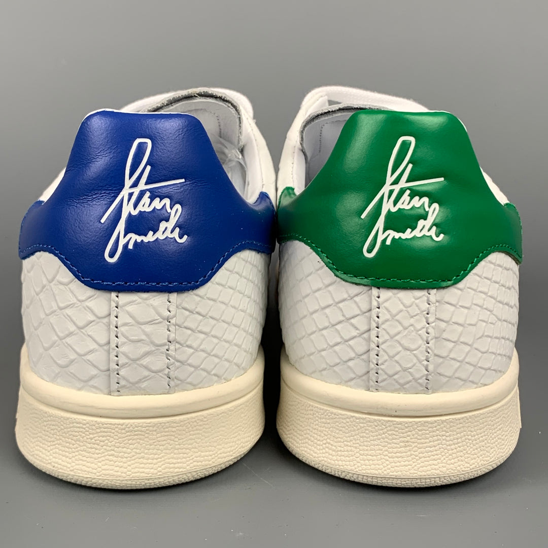 ADIDAS x STAN SMITH Size 10 White Embossed Leather Lace Up Sneakers
