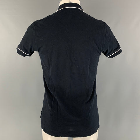 D&G by DOLCE & GABBANA Size M Navy White Solid Cotton Buttoned Polo