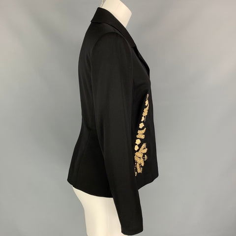 ESCADA Taille 6 Veste d’embellissement en mélange de laine vierge noire et dorée