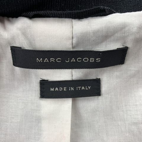 MARC JACOBS Size 38 Black Mixed Materials Wool Blend Leather Sleeves Jacket