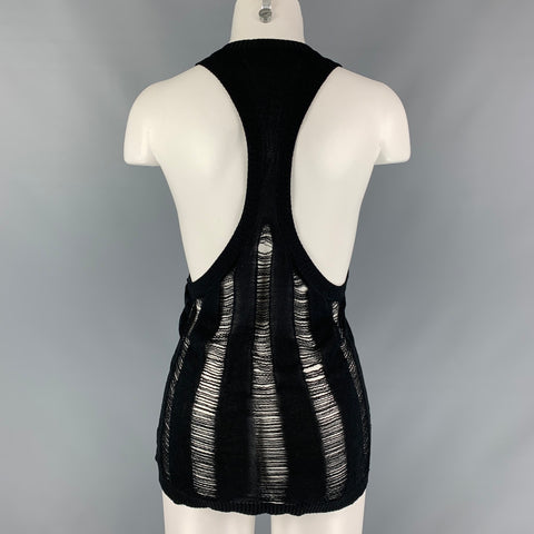 PRABAL GURUNG Size S Black Distressed Silk Tank Casual Top