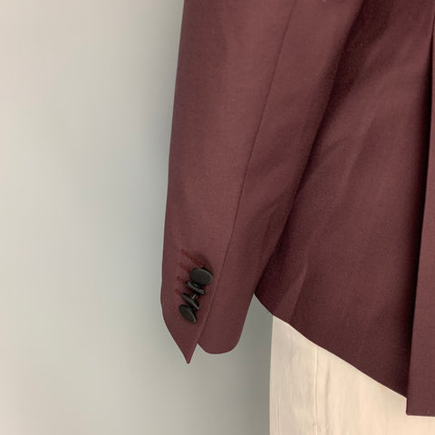 PAUL SMITH "Soho Fit" Size 46 Burgundy & Black Wool Peak Lapel Sport Coat