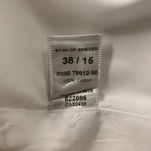 ETON Size S White Solid Cotton French Cuff  Long Sleeve Shirt