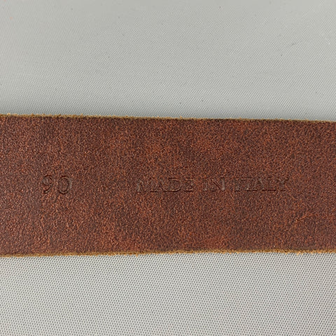 BRUNELLO CUCINELLI Size 35 Brown Distressed Leather Belt