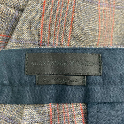 ALEXANDER MCQUEEN Size 36 Gray Plaid Flat Front Dress Pants