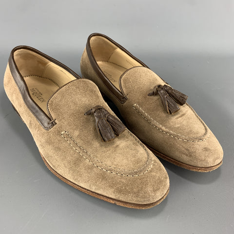 ALEXANDER MCQUEEN Size 9 Tan Suede Slip On Brown Tassel  Loafers