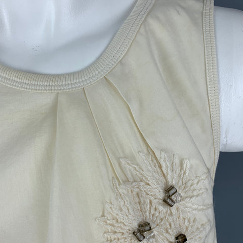 BRUNELLO CUCINELLI Size S Cream Embroidered Tank Casual Top