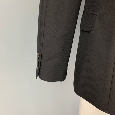 ALEXANDER MCQUEEN Size 40 Black White Stripe Wool Mohair Sport Coat