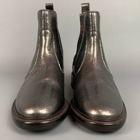 BRUNELLO CUCINELLI Talla 8 Botas Chelsea sin cierres de cuero peltre y carbón
