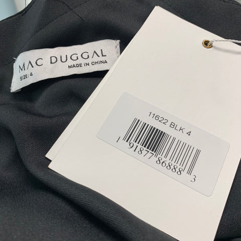 MAC DUGGAL Size 4 Black Polyester Sheer A-Line Dress