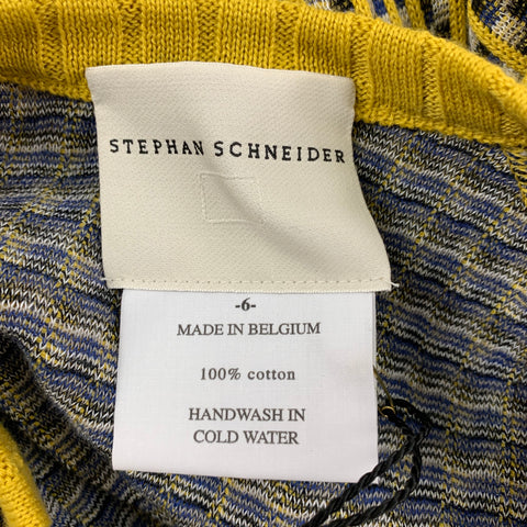 STEPHAN SCHNEIDER Size XL Yellow Black White Knitted Cotton Crew-Neck Pullover