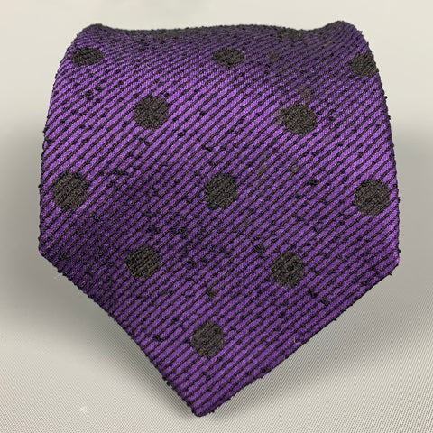 Cravate VINTAGE violet à pois noirs