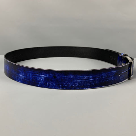 MAISON MARGIELA Size 35 Blue White Distressed Leather Belt