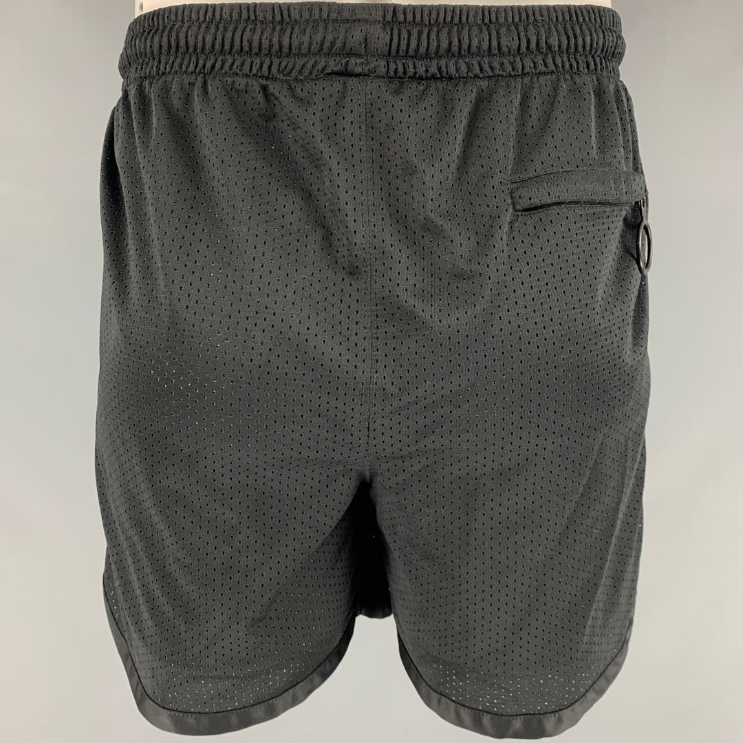 OFF-WHITE Size L Black Mesh Polyester Elastic Waistband Shorts