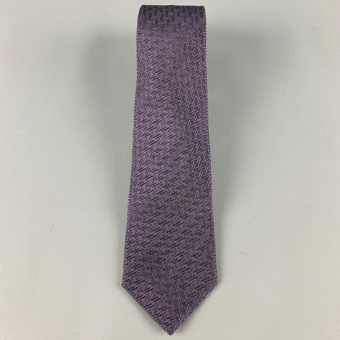 BURBERRY Purple Textured Silk Tie