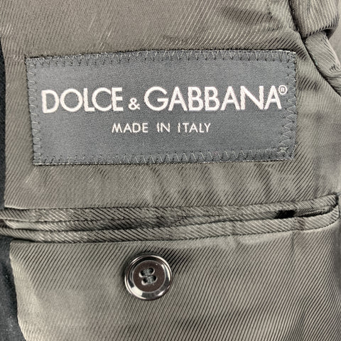 DOLCE & GABBANA Size 38 Black Cotton Velvet Peak Lapel Sport Coat