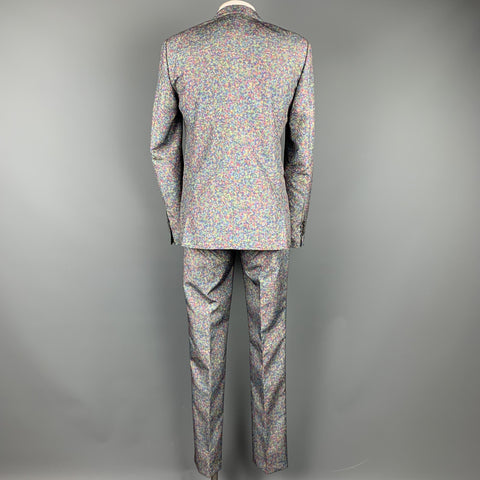CALVIN KLEIN COLLECTION Size 38 Multi-Color Spotted Polyester Notch Lapel Suit